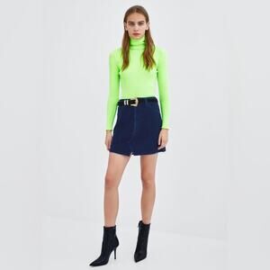Zara TRF Corduroy Navy Mini Skirt